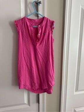 Vineyard Vines Girls Bright Pink Cap-Sleeve Polo Dress